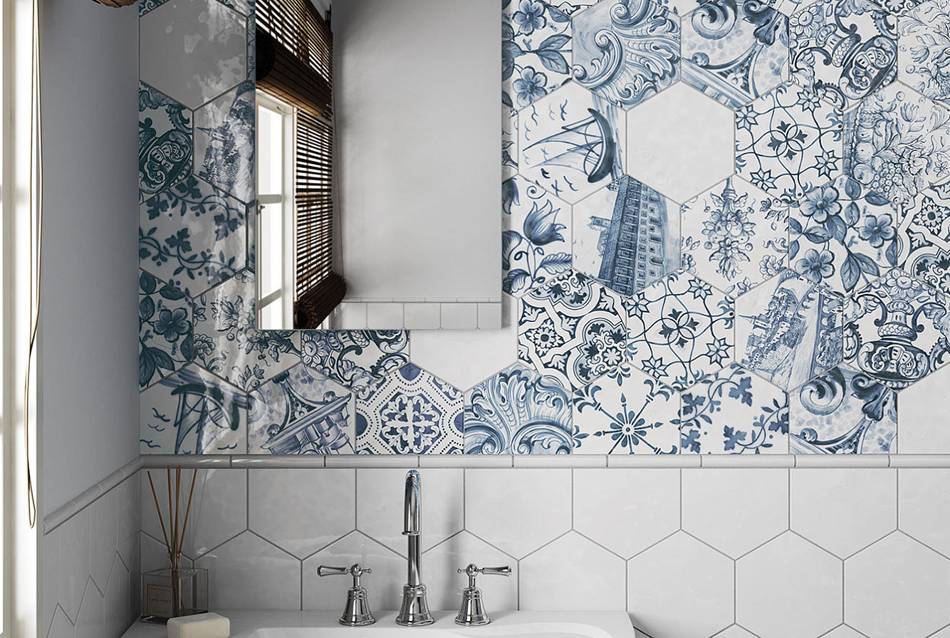 HEXATILE BIANCO BRILLO / PATCHWORK LISBOA
